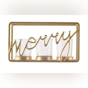 Christmas 'Merry' Candle Holder, Gold